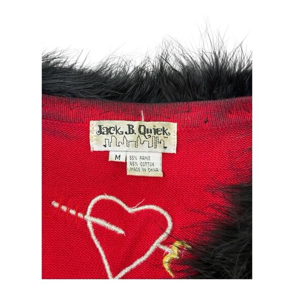 Vintage Y2K Jack B. Quick Sz M Whimsical Valentine Novelty Cardigan Sweater - Picture 7 of 16